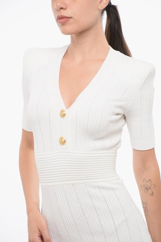  발망 숏 원피스 AF1R6030KB390FA White - BALMAIN