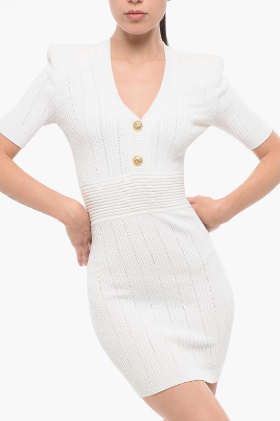  발망 숏 원피스 AF1R6030KB390FA White - BALMAIN