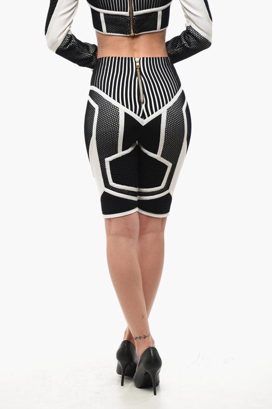  발망 숏팬츠 YF0PB084KC87EAB Black White - BALMAIN