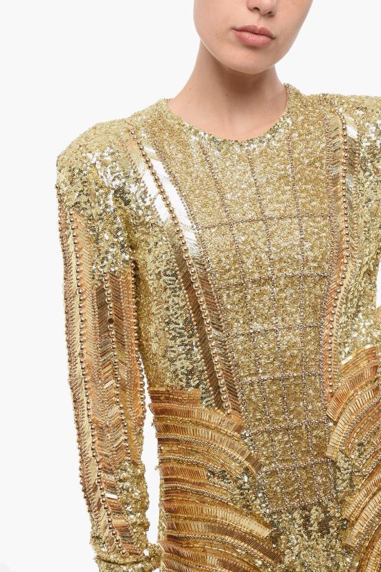  발망 숏 원피스 AF1R9335PB511KA Gold - BALMAIN