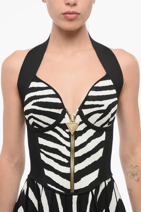  발망 숏 원피스 AF1R5099KD44EER Black White - BALMAIN