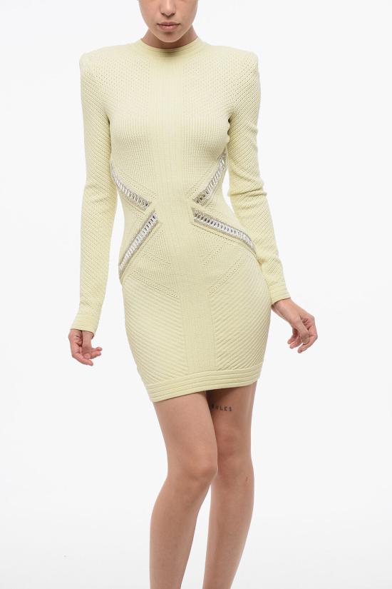  발망 숏 원피스 YF0R831581KC1AF Yellow - BALMAIN