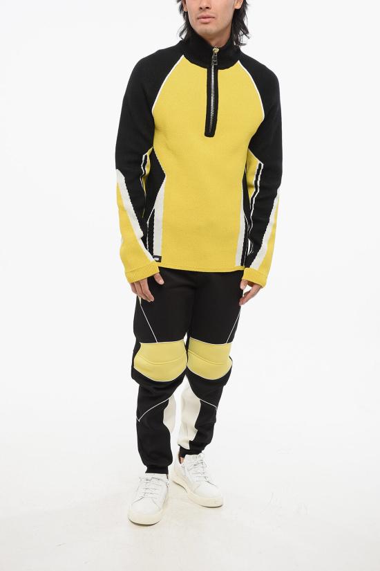  발망 집업 니트 YH2KF021KD09EEG Giallo Bianco e Nero - BALMAIN