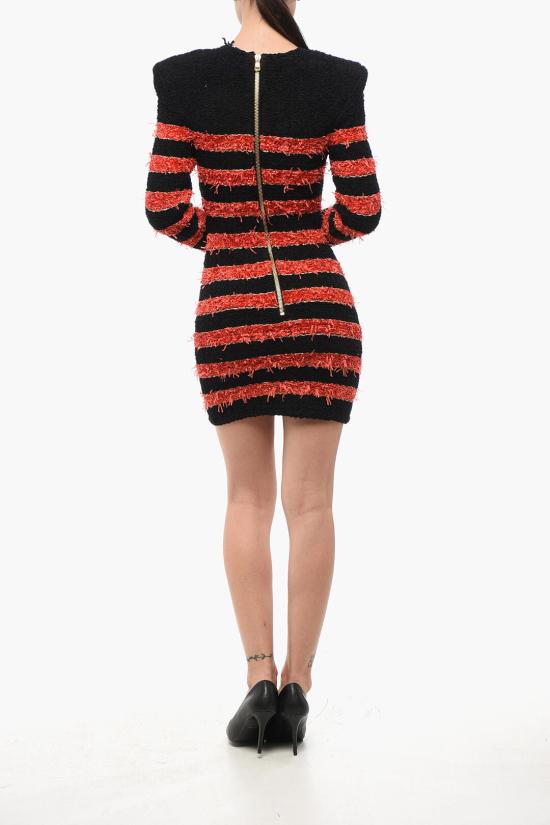  발망 숏 원피스 AF4R8093KE04EGU Nero Rosso - BALMAIN