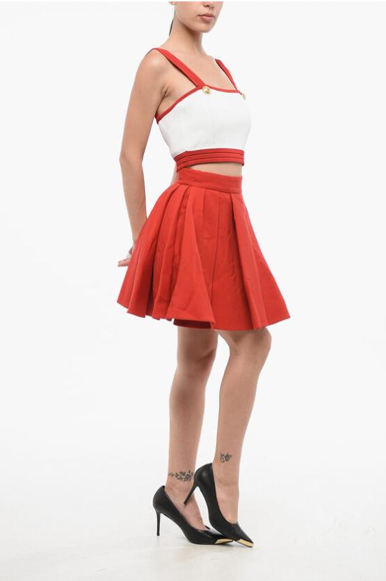  발망 숏 스커트 AF4LB820WB053KA Red - BALMAIN