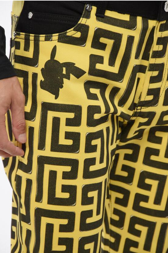  발망 데님 팬츠 YH3MH025DB85IDF Giallo Nero - BALMAIN