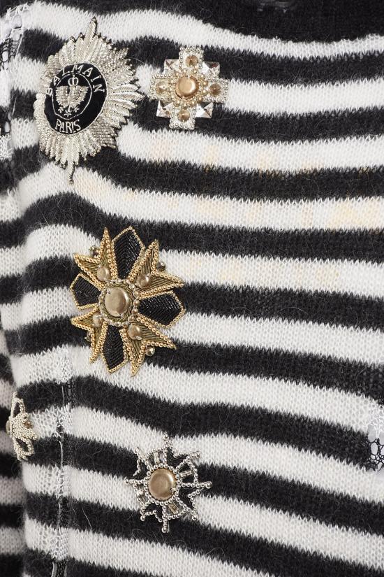  발망 스웨터 YU1KE03563KCEAB Black White - BALMAIN
