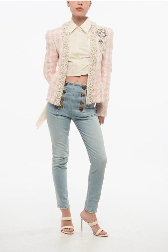  발망 수트 자켓 YF1SK065PB20GGF Pink - BALMAIN