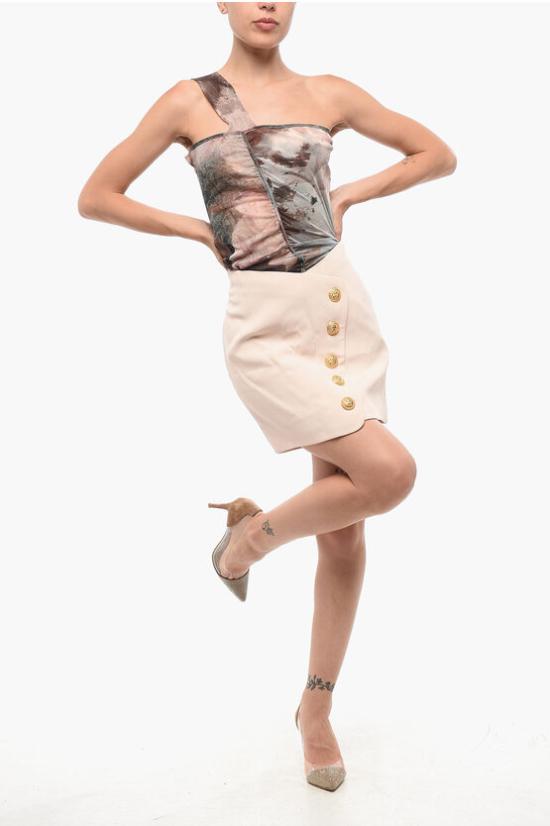  발망 숏 스커트 YF1LB520VB004AN Pink - BALMAIN