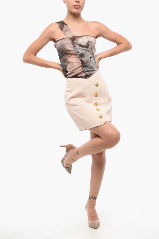  발망 숏 스커트 YF1LB520VB004AN Pink - BALMAIN