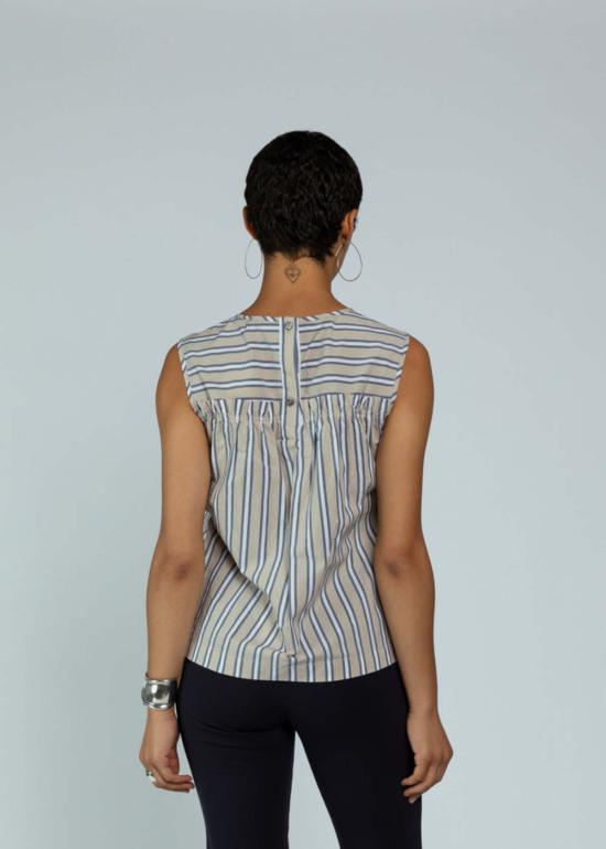  오디 민소매 티셔츠 썸머  피전 스트라이프 - ODEEH