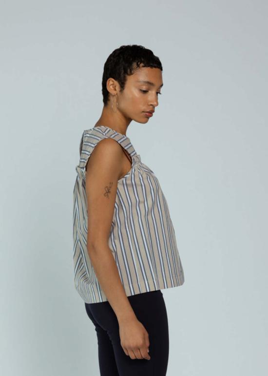  오디 민소매 티셔츠 썸머  피전 스트라이프 - ODEEH