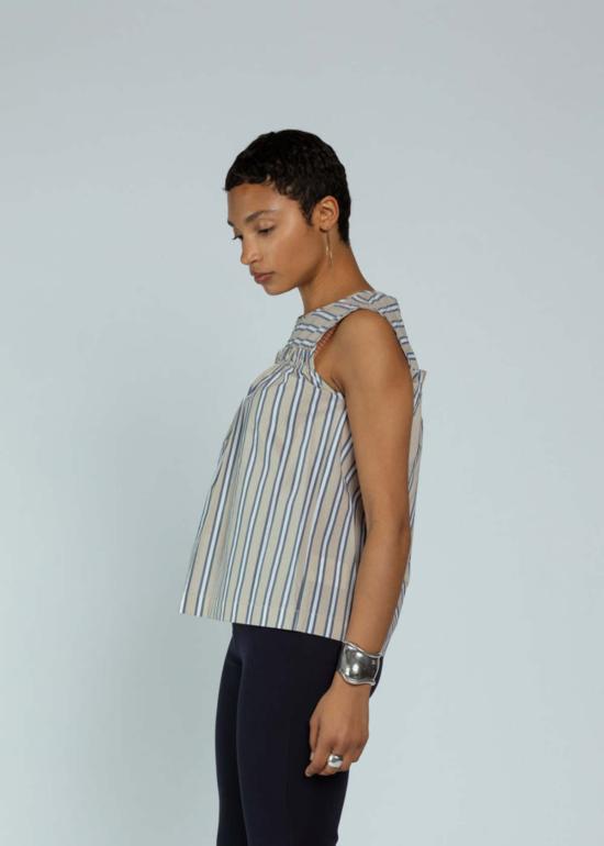  오디 민소매 티셔츠 썸머  피전 스트라이프 - ODEEH