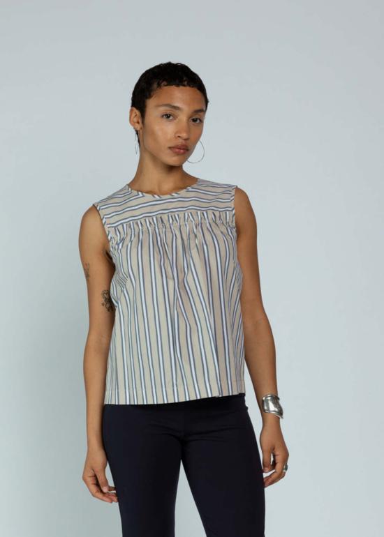  오디 민소매 티셔츠 썸머  피전 스트라이프 - ODEEH