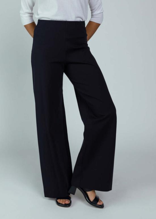  오디 스트레이트 팬츠 하이웨이스트 와이드 레그 팬츠 미드나잇