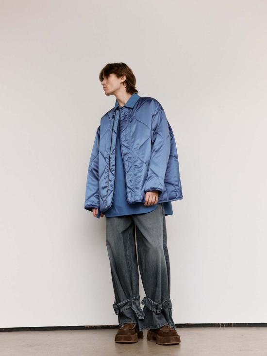  JW앤더슨 패딩 JW 앤더슨 라이트 인디고 나일론 오버사이즈 퀼팅 재킷 - JW ANDERSON
