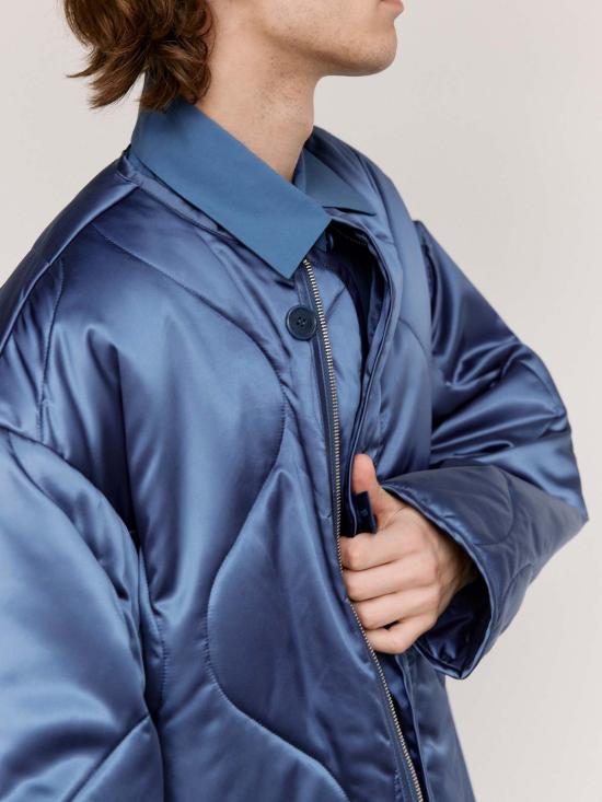  JW앤더슨 패딩 JW 앤더슨 라이트 인디고 나일론 오버사이즈 퀼팅 재킷 - JW ANDERSON