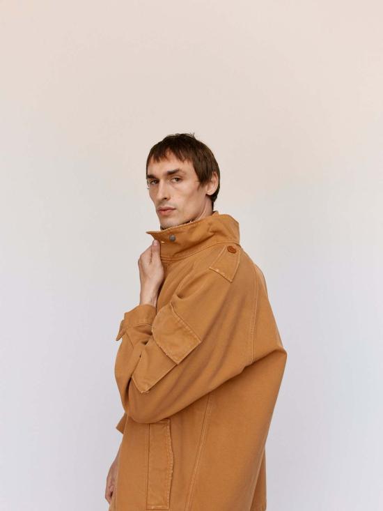  MM6 메종마르지엘라 자켓 Mm6 메종 마르지엘라 오커 캔버스 크롭 파카 재킷 - MM6 MAISON MARGIELA