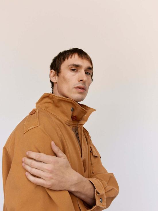  MM6 메종마르지엘라 자켓 Mm6 메종 마르지엘라 오커 캔버스 크롭 파카 재킷 - MM6 MAISON MARGIELA