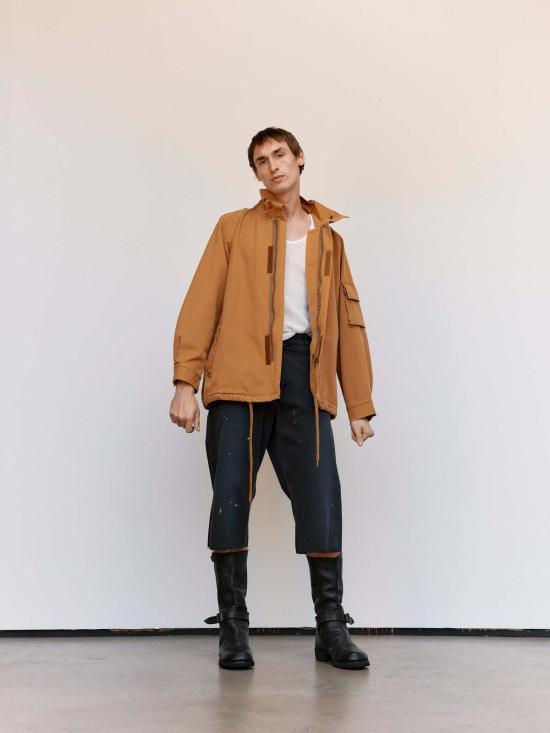  MM6 메종마르지엘라 자켓 Mm6 메종 마르지엘라 오커 캔버스 크롭 파카 재킷 - MM6 MAISON MARGIELA