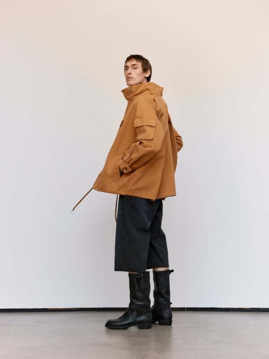  MM6 메종마르지엘라 자켓 Mm6 메종 마르지엘라 오커 캔버스 크롭 파카 재킷 - MM6 MAISON MARGIELA