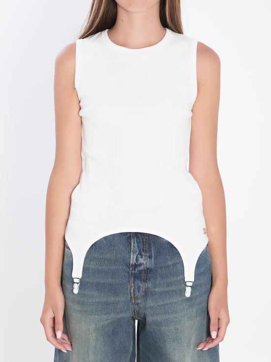 25FW 장 폴 고티에 민소매 티셔츠 WTO387J014 01 WHITE