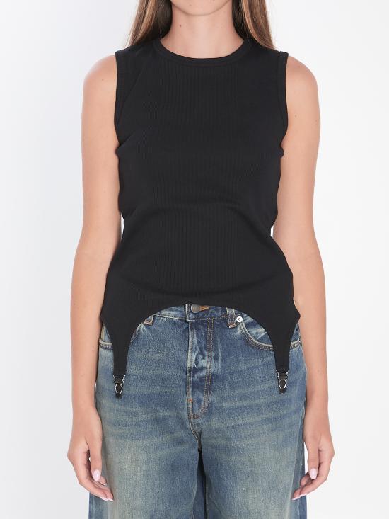 25FW 장 폴 고티에 민소매 티셔츠 WTO387J014 00 BLACK