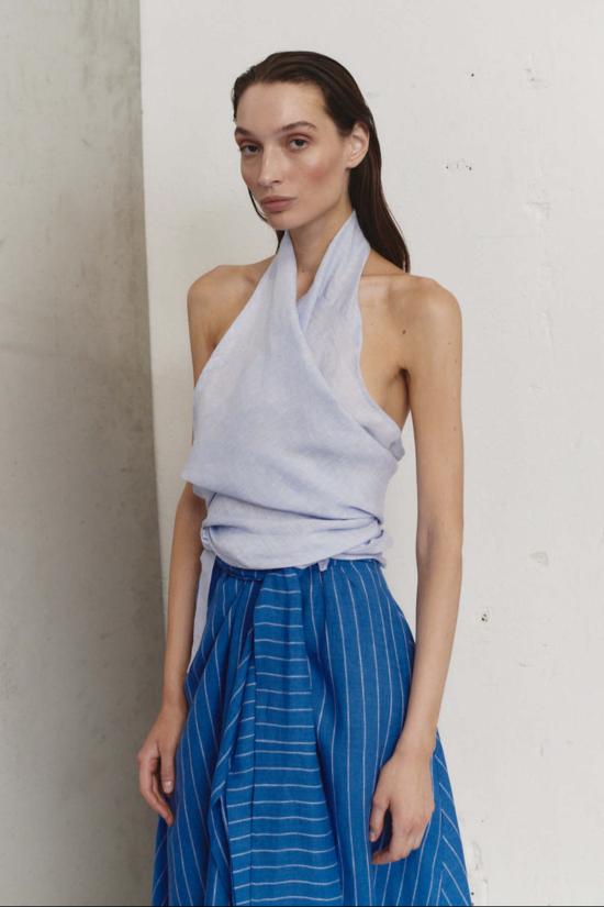  다두라 블라우스 다투라 클라우드 리넨 스카프 탑 - DATURA