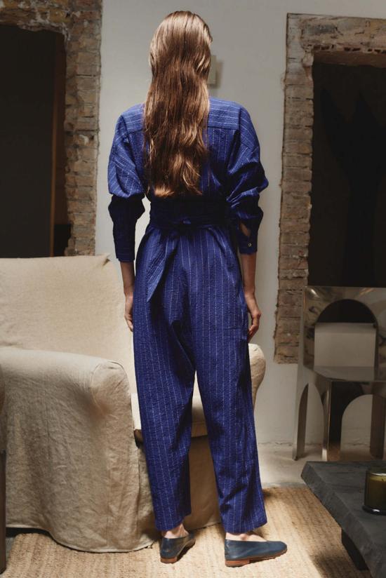  다두라 점프수트 다투라 인디고 핀스트라이프 렌 - DATURA