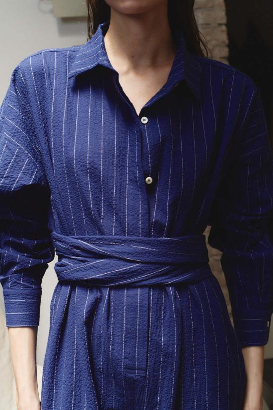  다두라 점프수트 다투라 인디고 핀스트라이프 렌 - DATURA