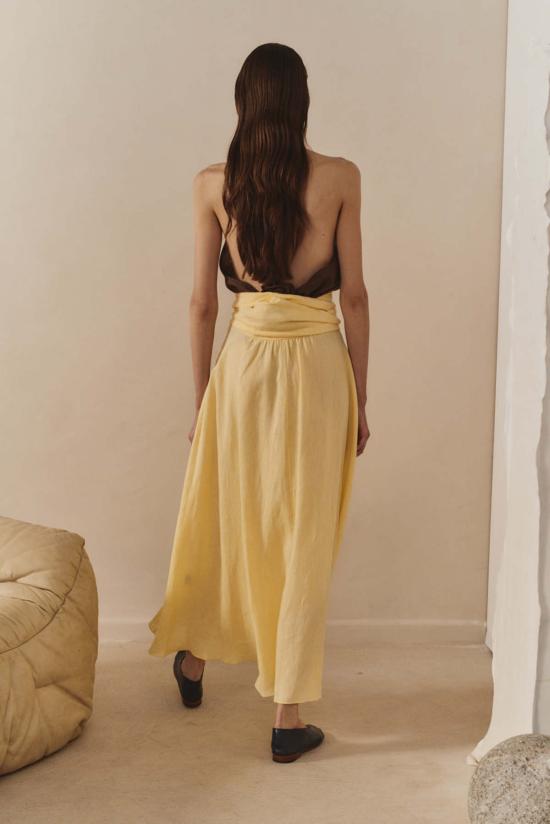  다두라 셔츠 다투라 초콜릿 리넨 스카프 탑 - DATURA