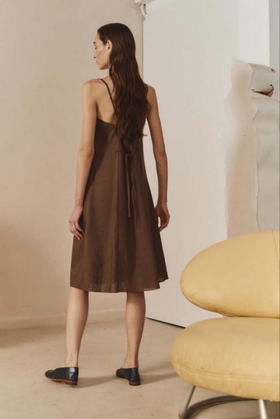  다두라 숏 원피스 다투라 리넨 미디 슬립 드레스 - DATURA