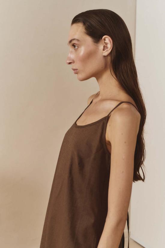  다두라 숏 원피스 다투라 리넨 미디 슬립 드레스 - DATURA