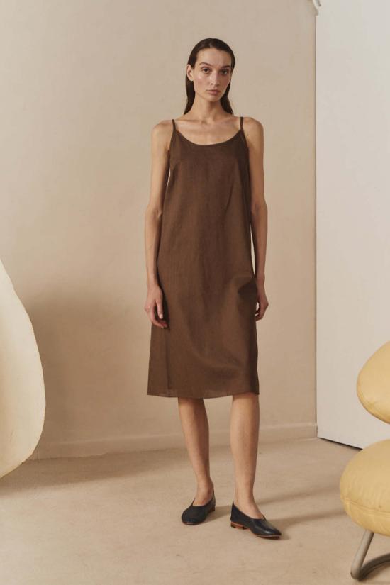  다두라 숏 원피스 다투라 리넨 미디 슬립 드레스 - DATURA