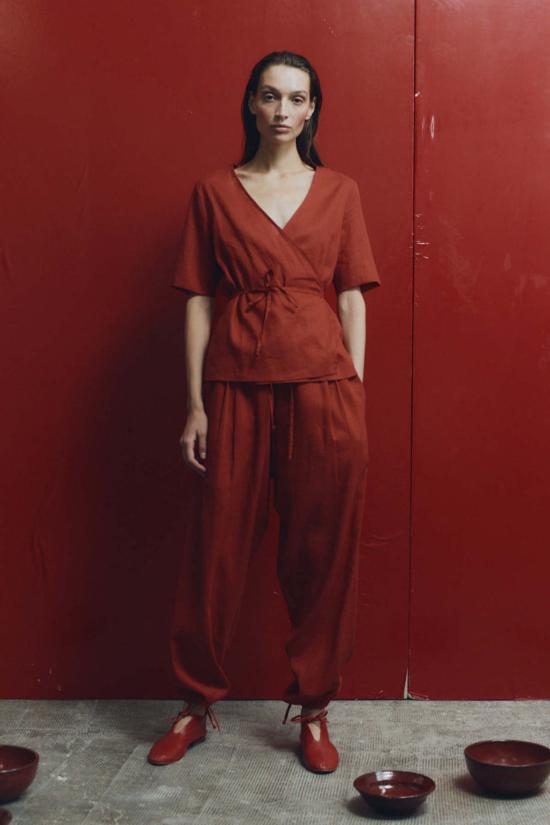  다두라 블라우스 다투라 클레이 리넨 랩 탑 - DATURA