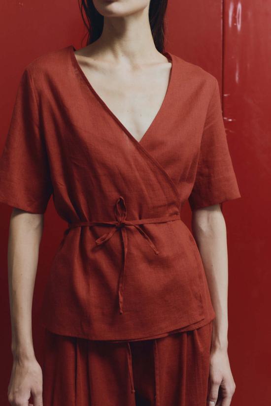  다두라 블라우스 다투라 클레이 리넨 랩 탑 - DATURA