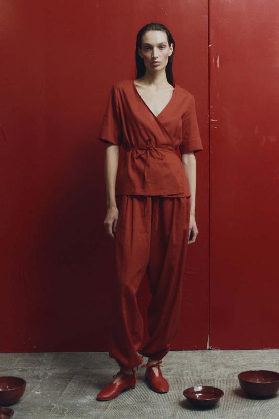  다두라 블라우스 다투라 클레이 리넨 랩 탑 - DATURA