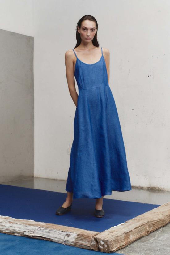  다두라 숏 원피스 Datura Lapis Linen Godet 슬립 드레스
