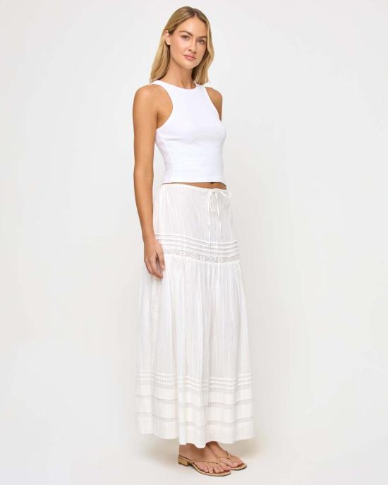  엘스페이스 미디 스커트 LSpace 레이아 스커트 화이트 - L SPACE