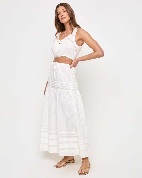  엘스페이스 미디 스커트 LSpace 레이아 스커트 화이트 - L SPACE