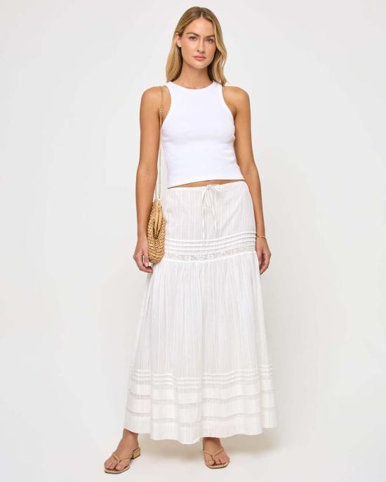  엘스페이스 미디 스커트 LSpace 레이아 스커트 화이트 - L SPACE