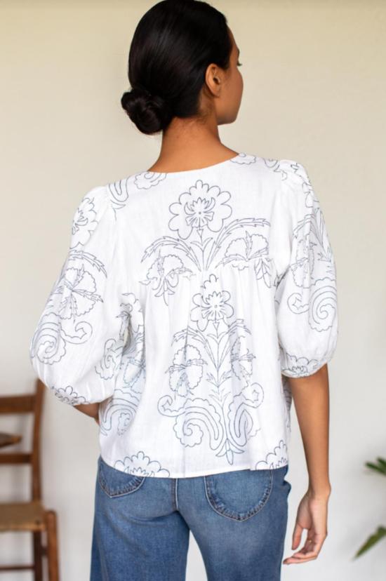  에머슨 프라이 블라우스 메이브 프린트 퍼프 이슬라 탑 - EMERSON FRY