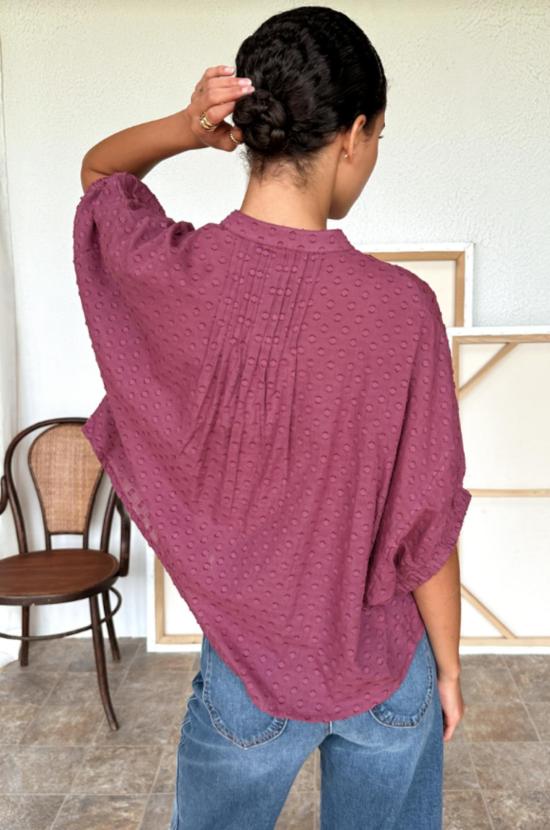  에머슨 프라이 블라우스 스위스 도트 만다린 탑 - EMERSON FRY