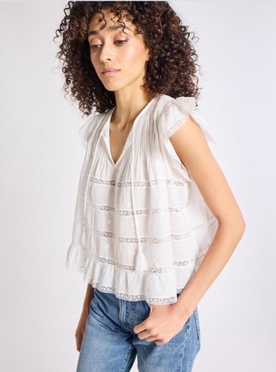  밀레 블라우스 마리아 탑 (레이스 & 자수)