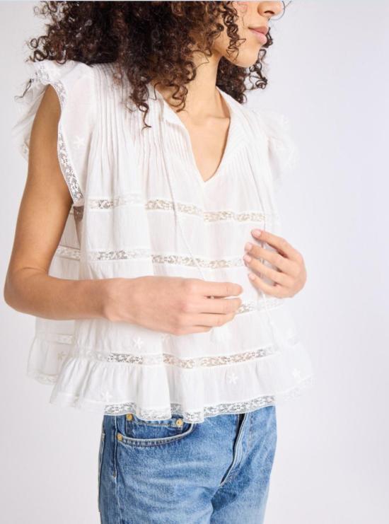  밀레 블라우스 마리아 탑 (레이스 & 자수) - MILLE
