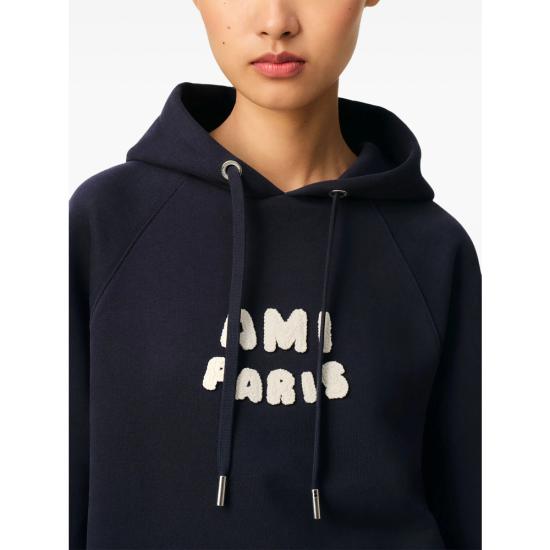 25SS 아미 파리 로고패치 후드 티셔츠 USW275 7474011 BLUE - AMI
