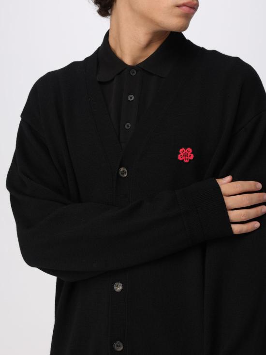 25FW 겐조 보크 플라워 자수 울 가디건 FF65CA7593LB 99J Black - KENZO