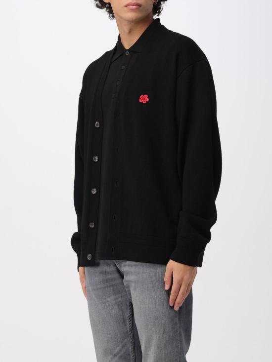 25FW 겐조 보크 플라워 자수 울 가디건 FF65CA7593LB 99J Black - KENZO