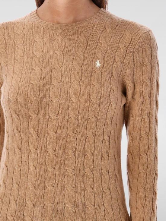 25FW 폴로 랄프로렌 폴로 자수 케이블 니트 스웨터 211971865 002 Brown - POLO RALPH LAUREN