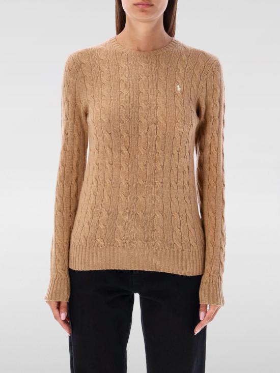 25FW 폴로 랄프로렌 폴로 자수 케이블 니트 스웨터 211971865 002 Brown